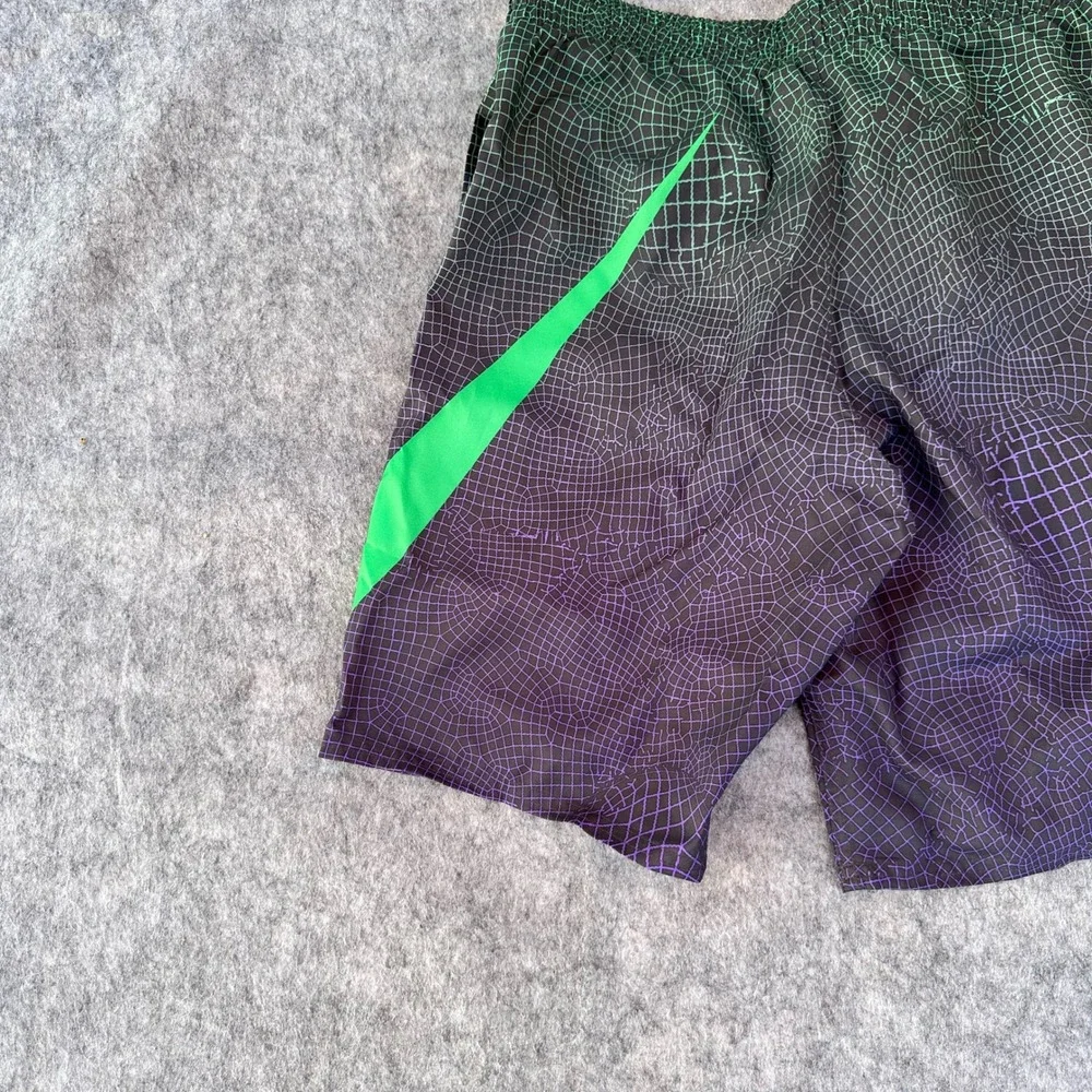 Nike Mens Swim Trunks Small Green Purple Grid Gradient Swoosh NESSD541-380 NEW